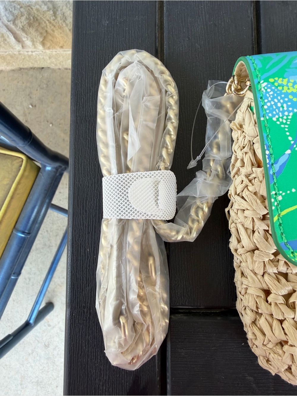 Lilly Pulitzer- Straw Crossbody/Clutch Purse- In A Flutter- Botanical Green New - Picture 3 of 4